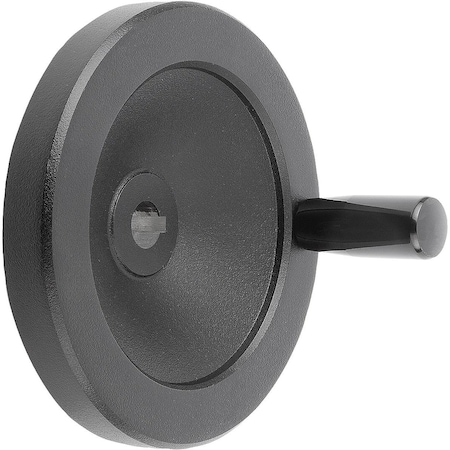 Kipp Disc Handwheel D1=125 Reamed Hole W Slot D2=14H7, B3=5, T=16, 3 Aluminum, Black, Fixed Grip K0161.31125X14
